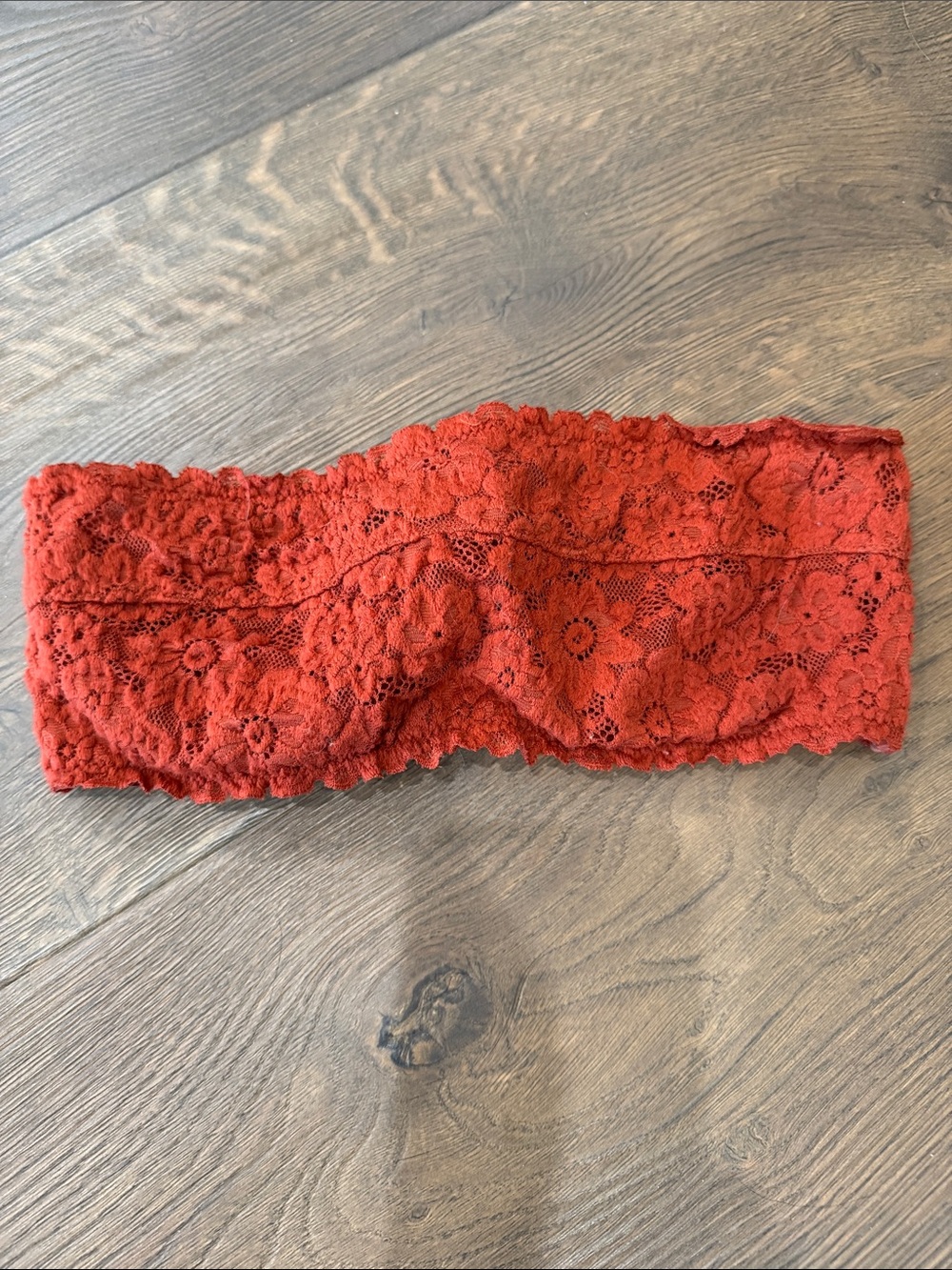 aerie Lace Bandeau Bra in Rust Red
